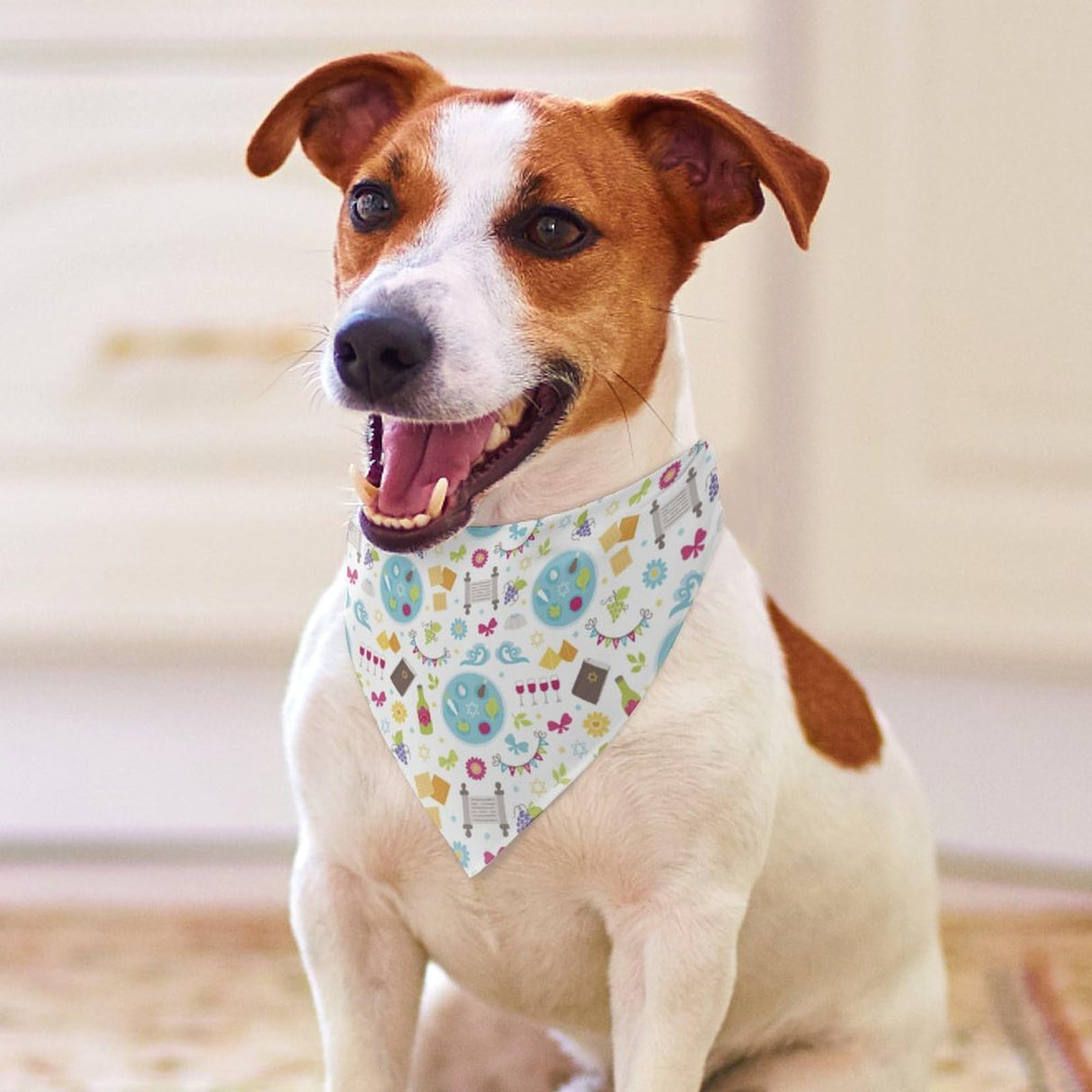 Happy Traditional Jewish Passover Dogs Scarf Adjustable Bandanas Pets Costume Accessories Decor