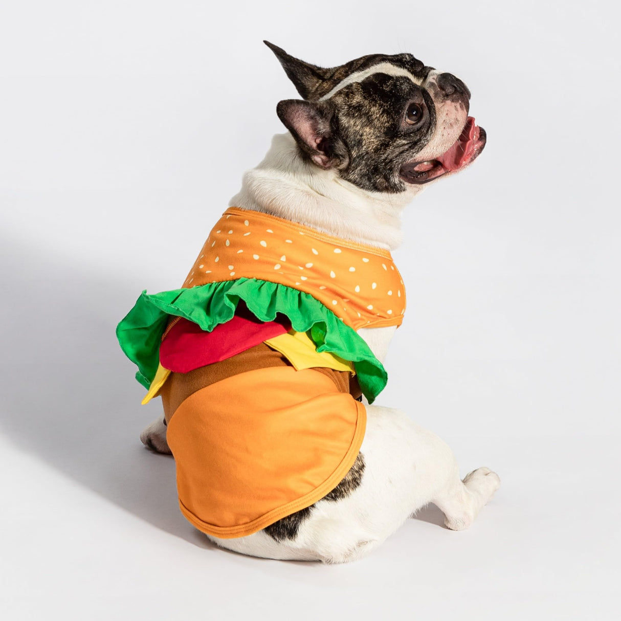Fitwarm Halloween Dog Hamburger Costume, Funny Clothes for Small Dogs Boy Girl, Pet Fast Food Outfit, Orange, Small