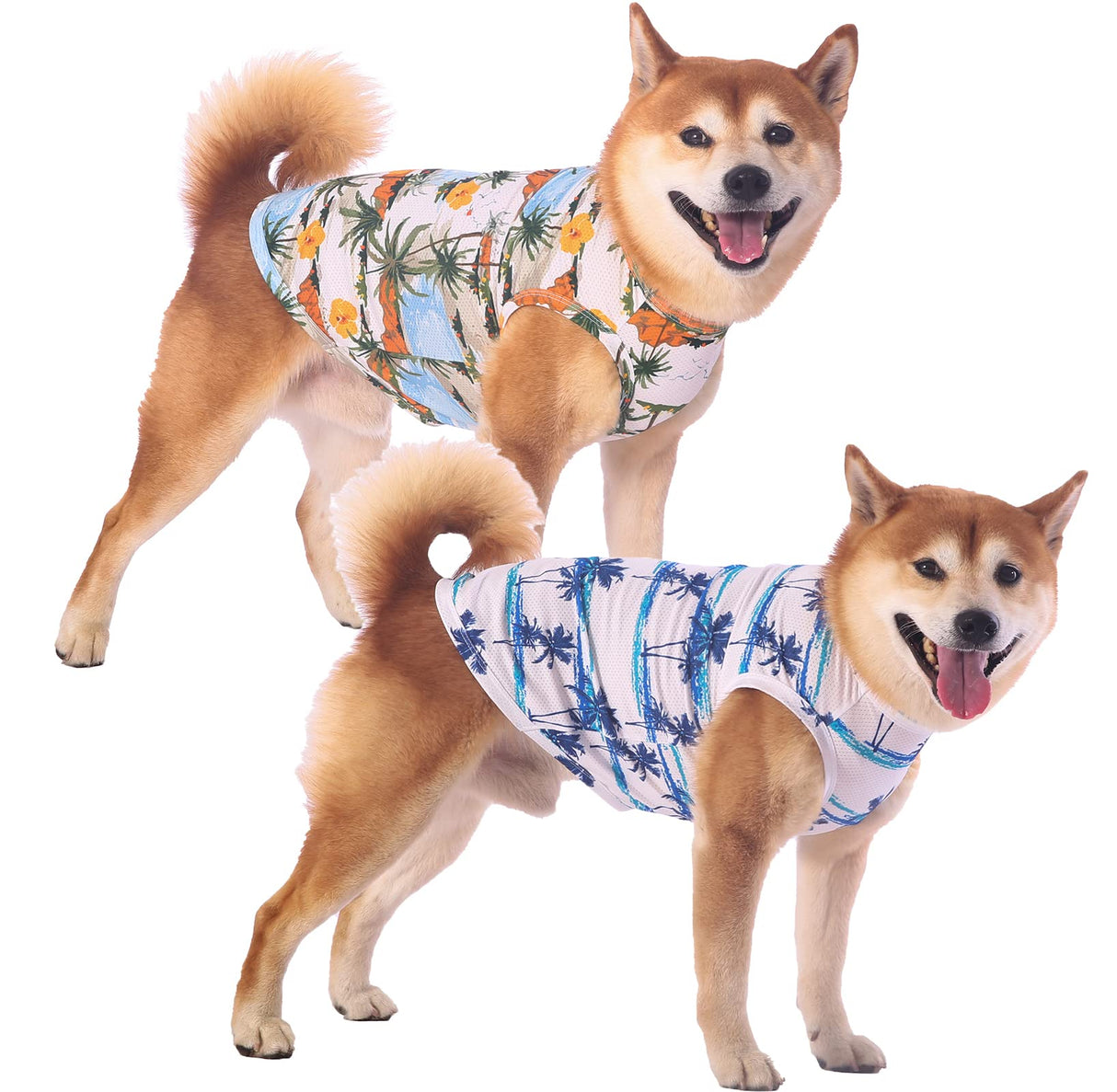 Sychien Hawaiian Dog Shirts,Quick Dry Summer Cooling Mesh Coconut Printing T-Shirt for Large Dogs,Blue+Yellow XL