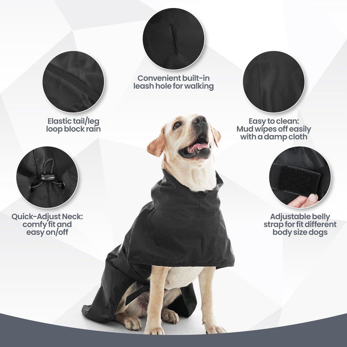 Nanaki Small Dog Raincoat with Leash Hole, Reflective Pet Hooded Rain Ponchos for Rainny Snow Foggy Days,Windproof Waterproof Dog Coat Jacket Vest for Outdoor Hiking Walking Hunting Black S
