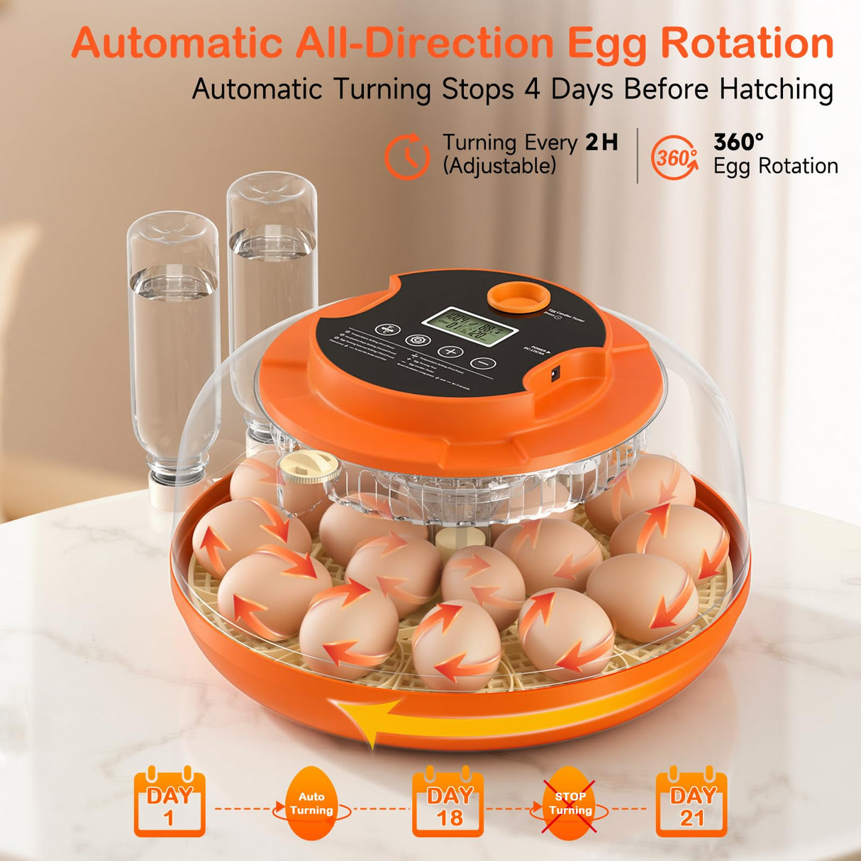 18 Egg Incubators for Hatching Eggs, Automatic Egg Turning and Humidity Control Incubator for Hatch Chicken Duck Quail Pigeon Pheasant Partridge Home Classroom Lab-