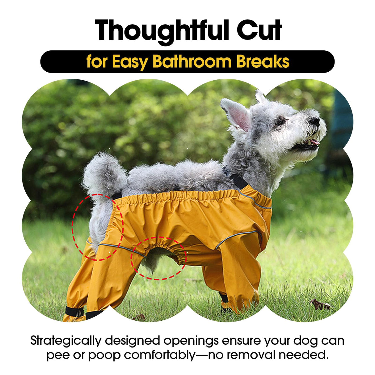 Yternal Waterproof & Dirt-Proof Dog Rain Boots for Small Medium Dogs – Adjustable One-Piece Paw Protectors with Reflective Strips and Non-Slip Soles for Rain Snow, Yellow M