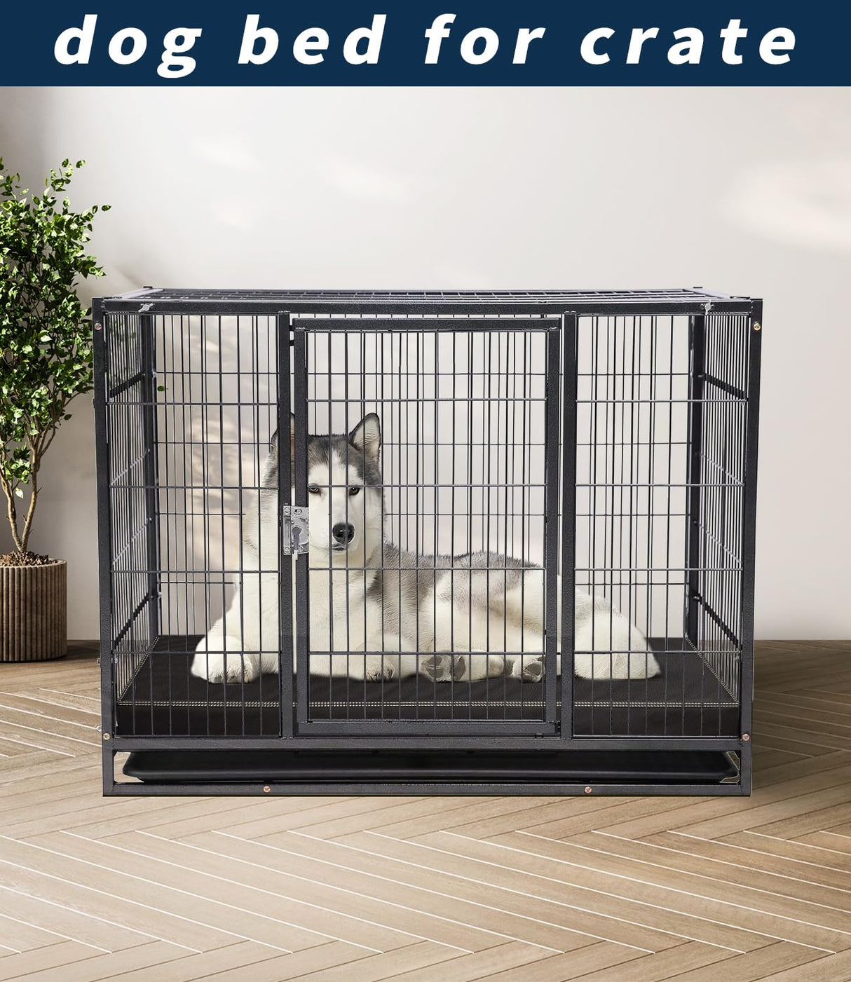 Waterproof Leather Dog Bed Crate Mat, Durable Pet Mattress for Medium Dogs, Wipeable Easy to Clean Black Vinyl Pad
