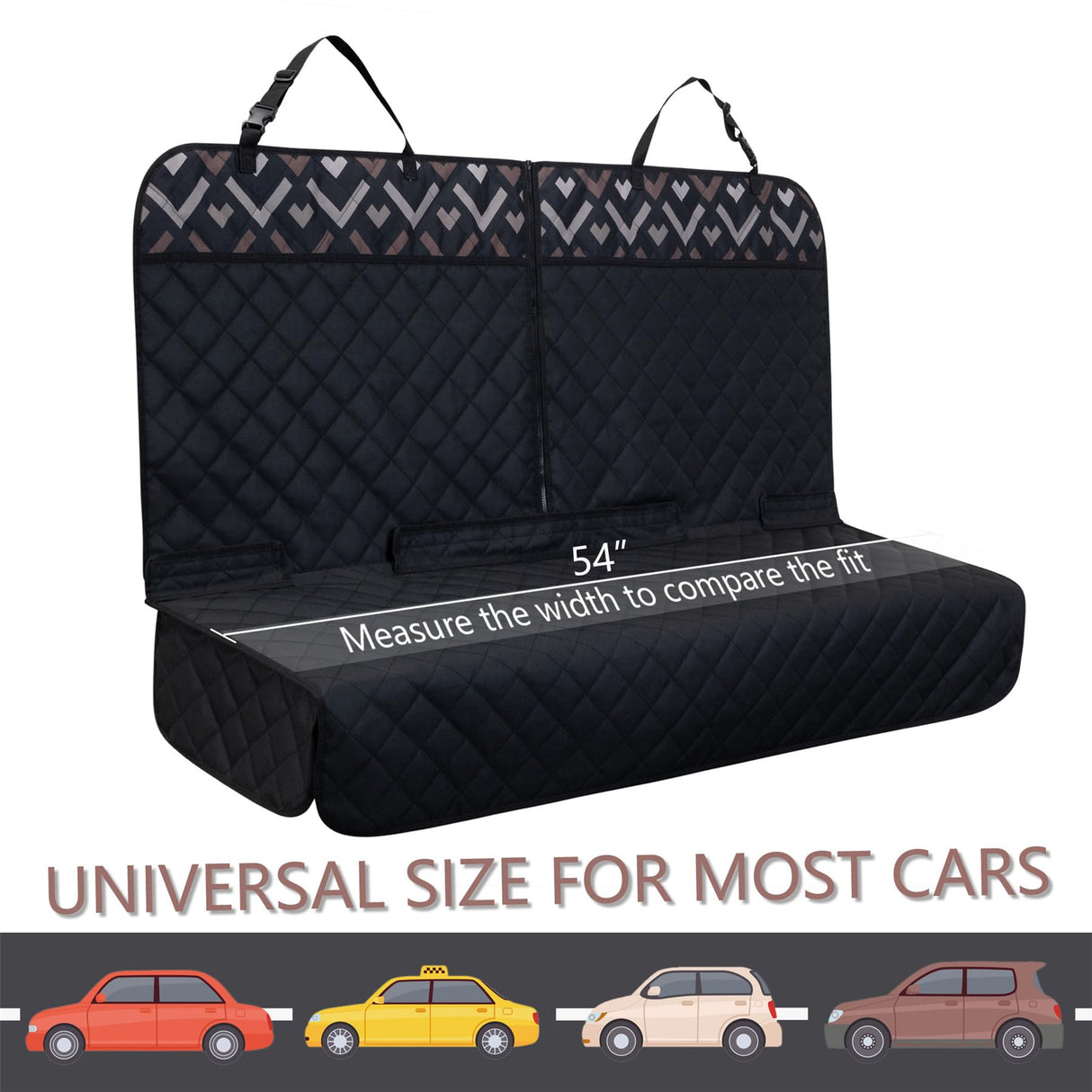 YOVEEKLE Back Car Seat Cover for Dogs, Nonslip Waterproof Dog Car Seat Protector for Rear Bench Stays Securely in Place Fits for Vehicles & SUVs (Black)