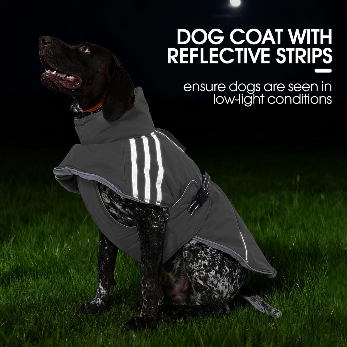 FUAMEY Dog Cold Weather Coats,Dog Winter Jackets for Large Dogs Warm Dogs Coat with Reflective Strips Waterproof Pet Snowsuit Thick Paded Pets Vest for Labrador Golden Retriever Grey 2XL