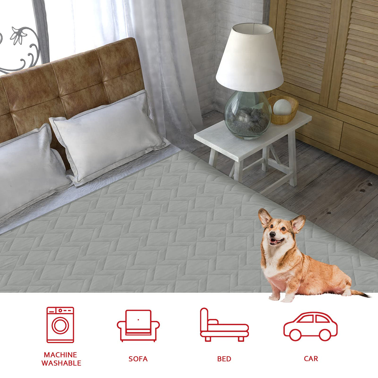 Waterproof Blanket 2 Pack Dog Bed Cover with Non-Skid Bottom, Couch Cover for Dogs, Mattress Protector Furniture Protector, Bed Couch Sofa(52" X 82")