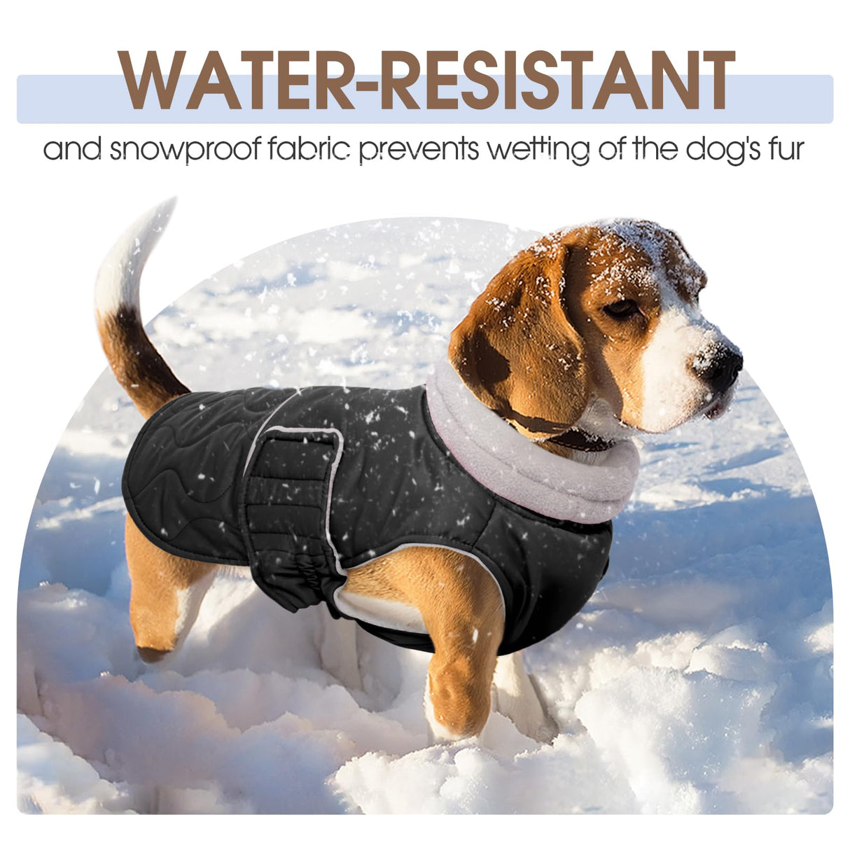 FUAMEY Warm Dog Coat for Cold Weather, Waterproof Large Dogs Jackets Fleece Lined, Adjustable Doggy Thermal Vest Sleeveless, Pet Winter Snowsuit Windpproof (Black, L)