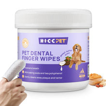 Load image into Gallery viewer, HICC Pet Teeth Cleaning Wipes for Dogs & Cats, Remove Bad Breath by Removing Plaque and Tartar Buildup No-Rinse Dog Finger Toothbrush, Disposable Gentle Cleaning & Gum Care Pet Wipes, 50 Counts