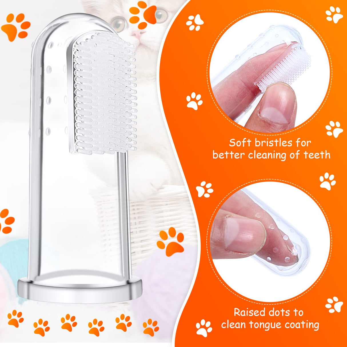 Nuogo 80 Pack Bulk Dog Toothbrush Soft Finger Brushes, Pet Finger Toothbrush for Easy Teeth Cleaning, Soft Dental Care Brush for Dogs, Small Cats and Puppies