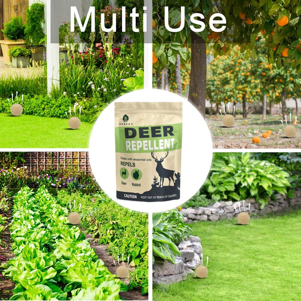 SUAVEC Deer Repellent, Rabbit Repellents, High-Strength Deer and Rabbit Repellent for Trees, Repellant Deer for Yard Powerful, Deers Repellent Outdoor for Lawn, Garden Deer Deterrent-10P Yellow