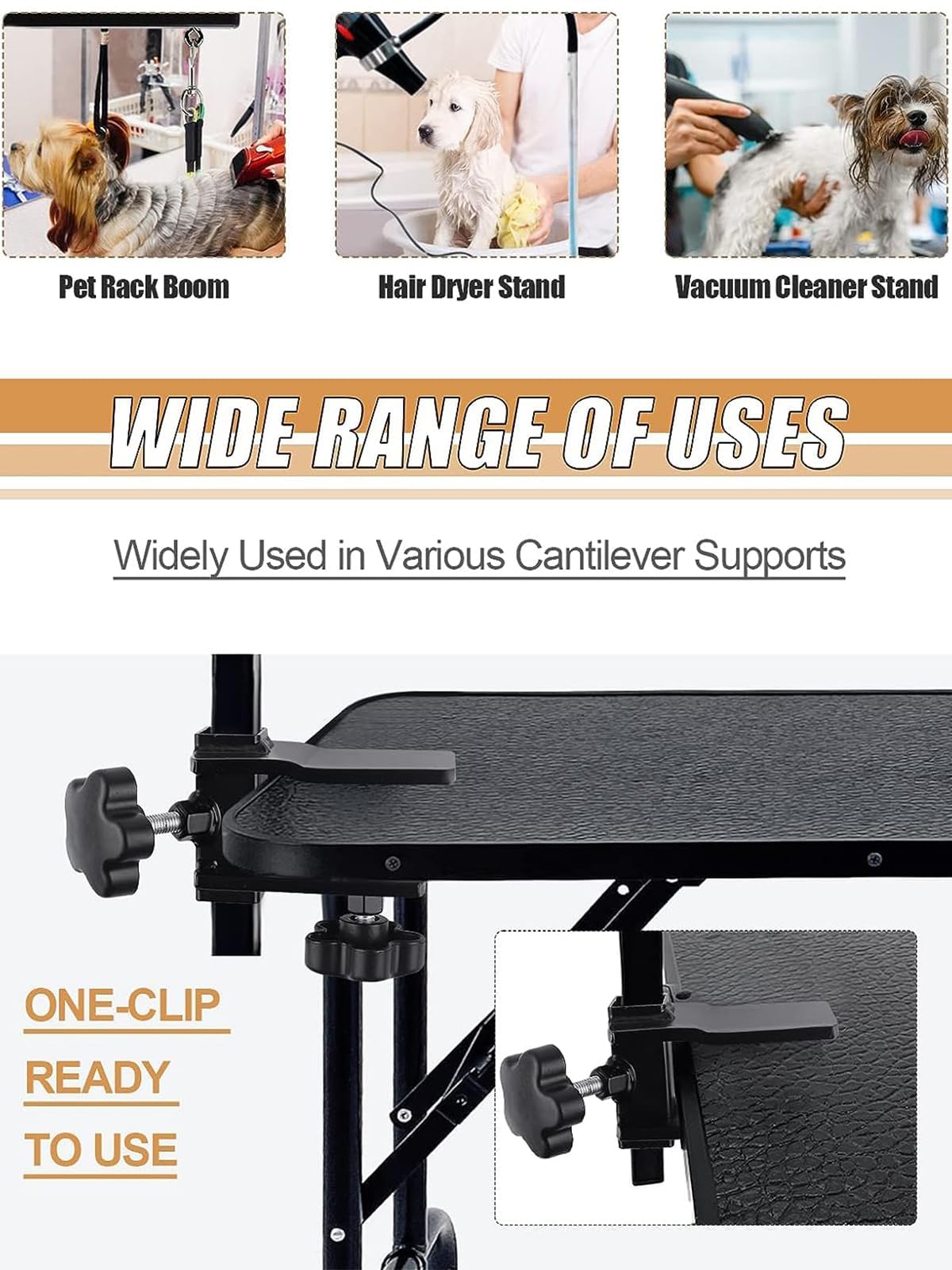 Grooming Table Arm Clamps,Grooming Table Arm Clamps, Kalolary Adjustable Replacement Aid Clamps to Attach Grooming Arms To Tables Accessories