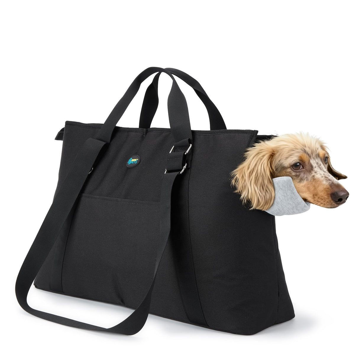 Ownpets Dog Purse Carrier, Carrier with Pockets for Medium Puppies for Travel Vet Shopping, Fits 18-20 lbs, Cat and Dog Tote Bag, Women's Hands-Free Pet Carrier Bag, (Black)