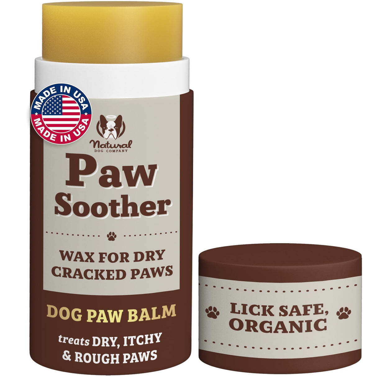Natural Dog Company Paw Soother Balm & Wax - Dog Paw Balm & Moisturizer for Dry, Cracked Paw Pads, Helps Moisturize & Condition Winter-Worn Paws, Coconut Oil & Calendula, Daily Paw Care, 2 oz Stick