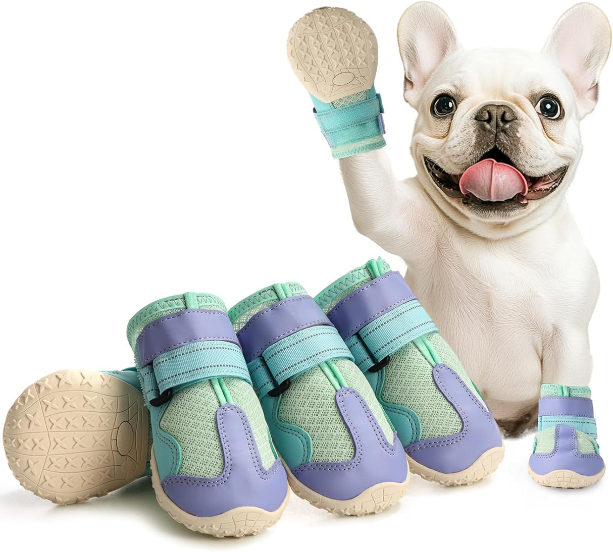 Aokown Dog Shoes for Medium Dogs, Large Dog Boots for Winter Snow, Hot Pavement, Dog Booties & Paw Protectors Blue Size 4