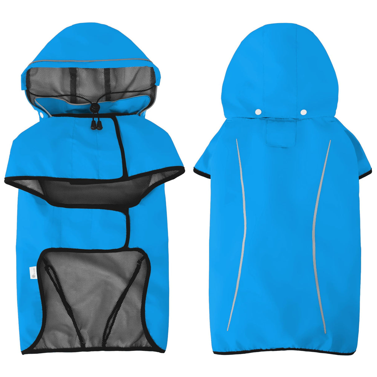 Mile High Life Dog Raincoat, Adjustable Waterproof Pet Rain Jacket, Reflective Hooded Poncho for Small Medium Large Dogs, Lightweight Breathable Pet Rain Coat (Blue,XL Chest 31"-37")