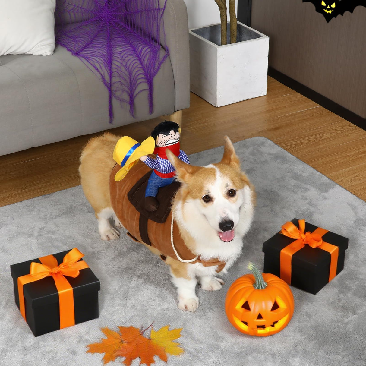 T2Y Cowboy Rider Dog Costume - Halloween Dog Costumes for Large Dogs, Dogs Clothes Knight Style with Doll and Hat for Halloween Day, Suitable for Shepherd, Husky, Shiba InuγXLγ