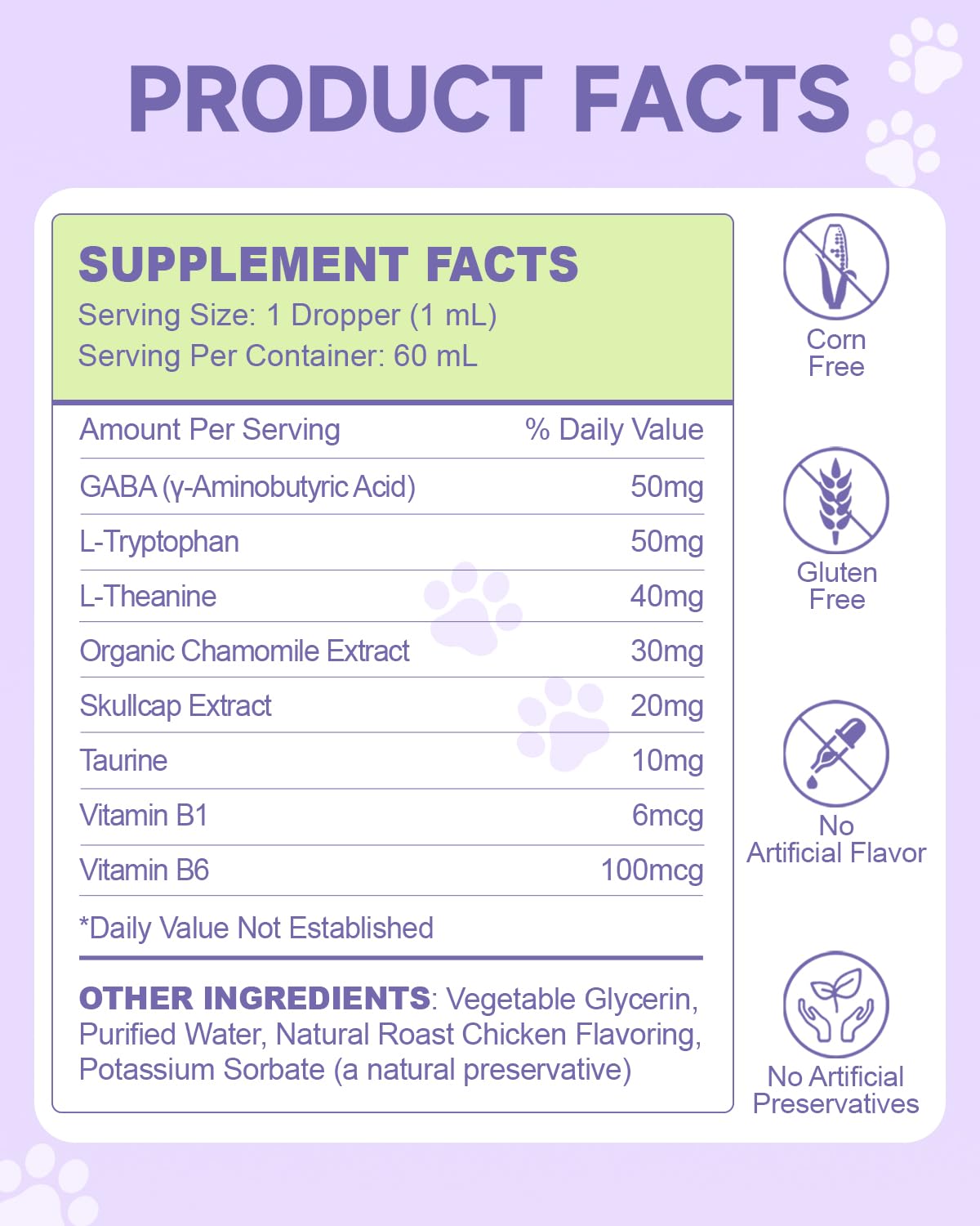 Dog Calming Drop – Anxiety Stress Relief for Dogs,Separation, Fireworks, Storm,Thunder Anxiety Support,Sleep Aid Dog Calming Supplement, GABA, L-Tryptophan, L-Theanine, Chamomile 60ML Calming for Dogs