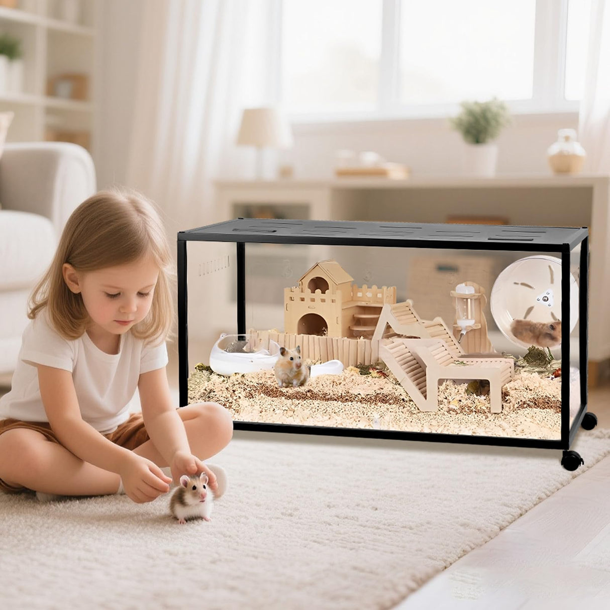 ALLOYNIX Hamster Cage, 360-Viewing Metal Rat Cage, Chewproof, Stackable Large Cage with Top Access, for Dwarf Syrian Hamster, Gerbil, Mouse (39 * 19 * 19IN)