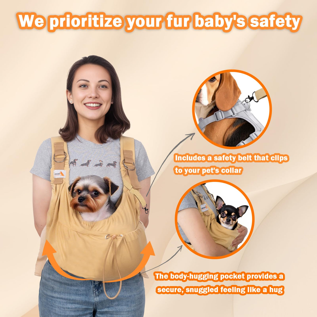 Dog Sling Carriers for Small Dogs,Carrier Sling for Cats and Puppy up to 15 lbs,Carrying Wrap Front Backpack Cat Sling,Adjustable Chest Pet Sling