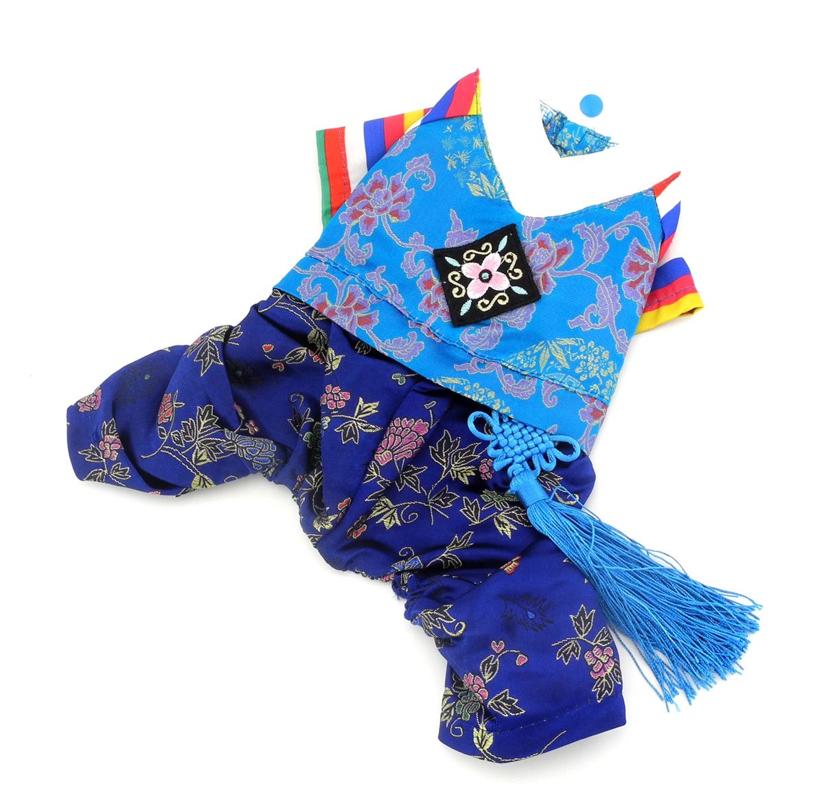 SELMAI Ethnic Dog Costume Korean Traditional Knot Pendant Norigae Hanbok Embroidery Silk Pet Clothes Outfit Color Dress for Small Puppies Large Cat Apparel Birthday Party Festival Celebration Boy L