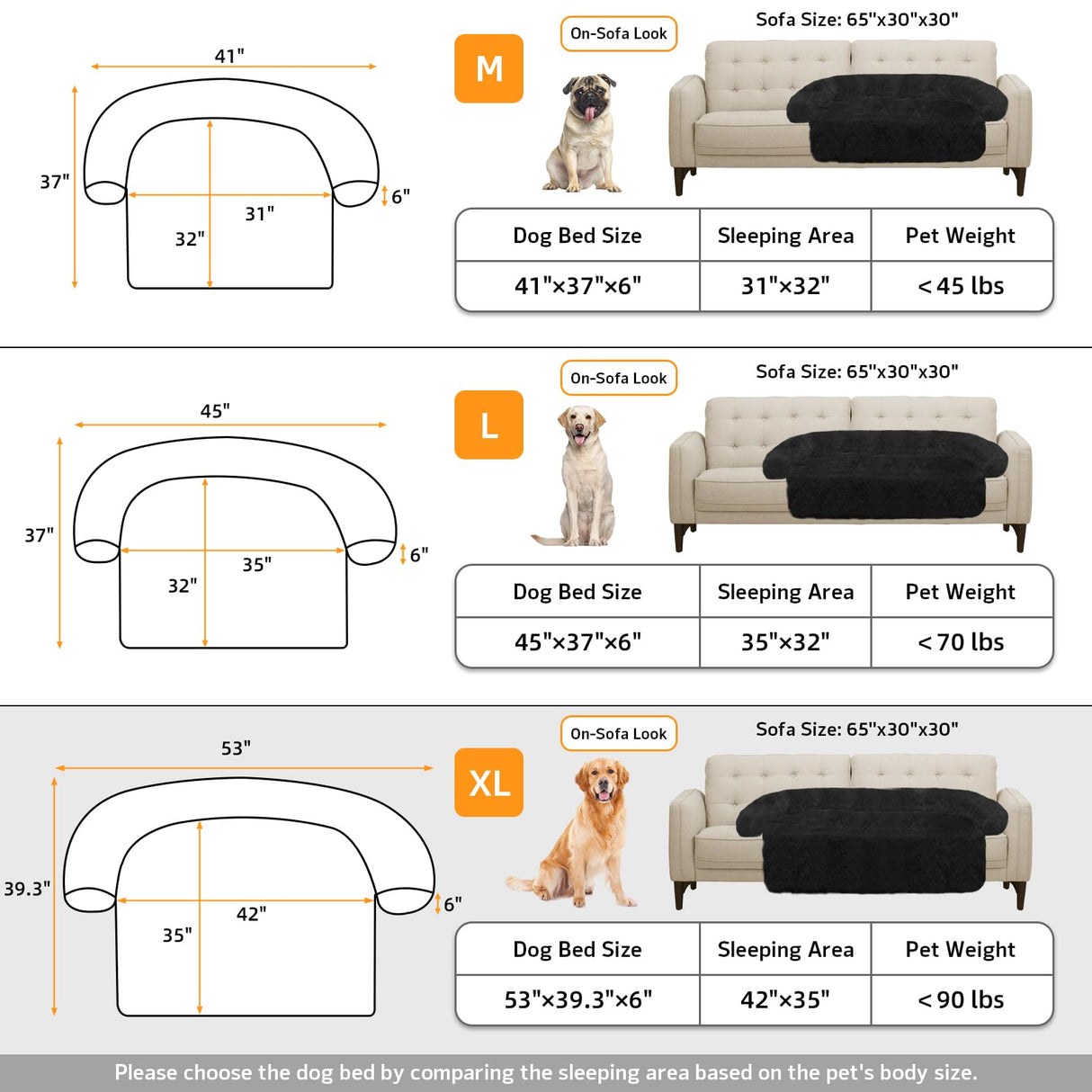 GGIB Calming Dog Bed Fluffy Plush Dog Mat for Furniture Protector with Removable Washable Cover for Large Medium Small Dogs and Cats (Extra Large (53x39.3x6), Black)