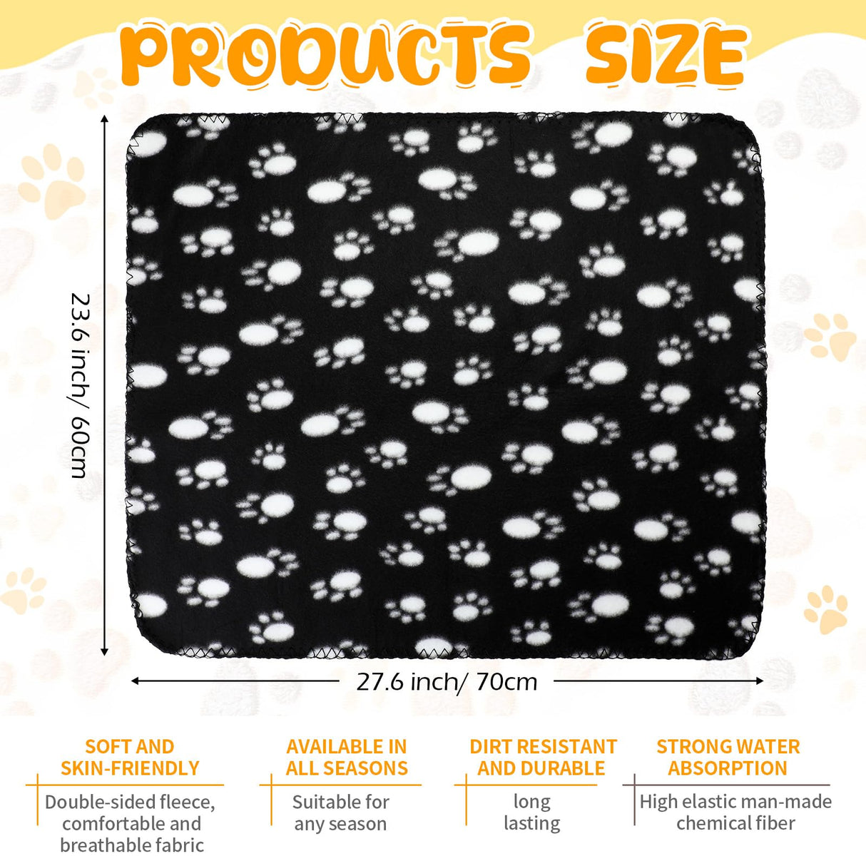 Tatuo 10 Pieces Pet Blankets with Paw Print Dog Cat Fleece Blankets Soft Warm Sleep Mat Pad Bed Cover for Kitten Puppy and Other Small Animals, 24 x 28 Inch(Cool Color)