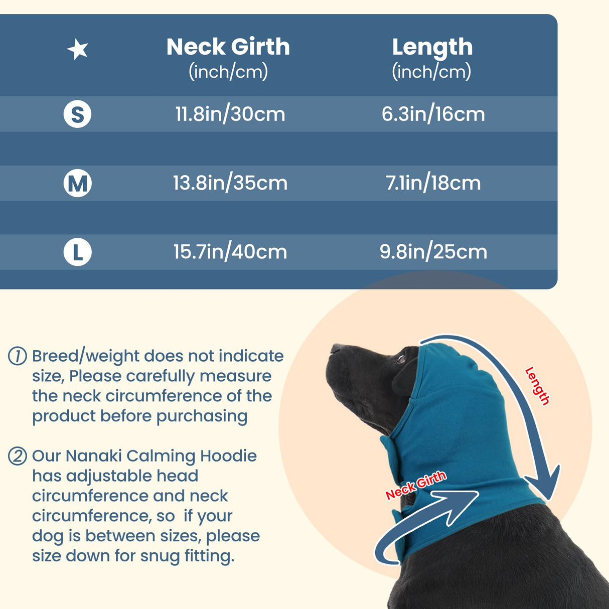 Nanaki Calming Hoodie Dog Ear Covers-No Shake Hematomas Ear Wraps for Dogs, Adjustable Head Wrap Muffs Noise Cancelling Protector, Anxiety Relief, Fireworks & Grooming Bathing, 4th of July, Vet Visit