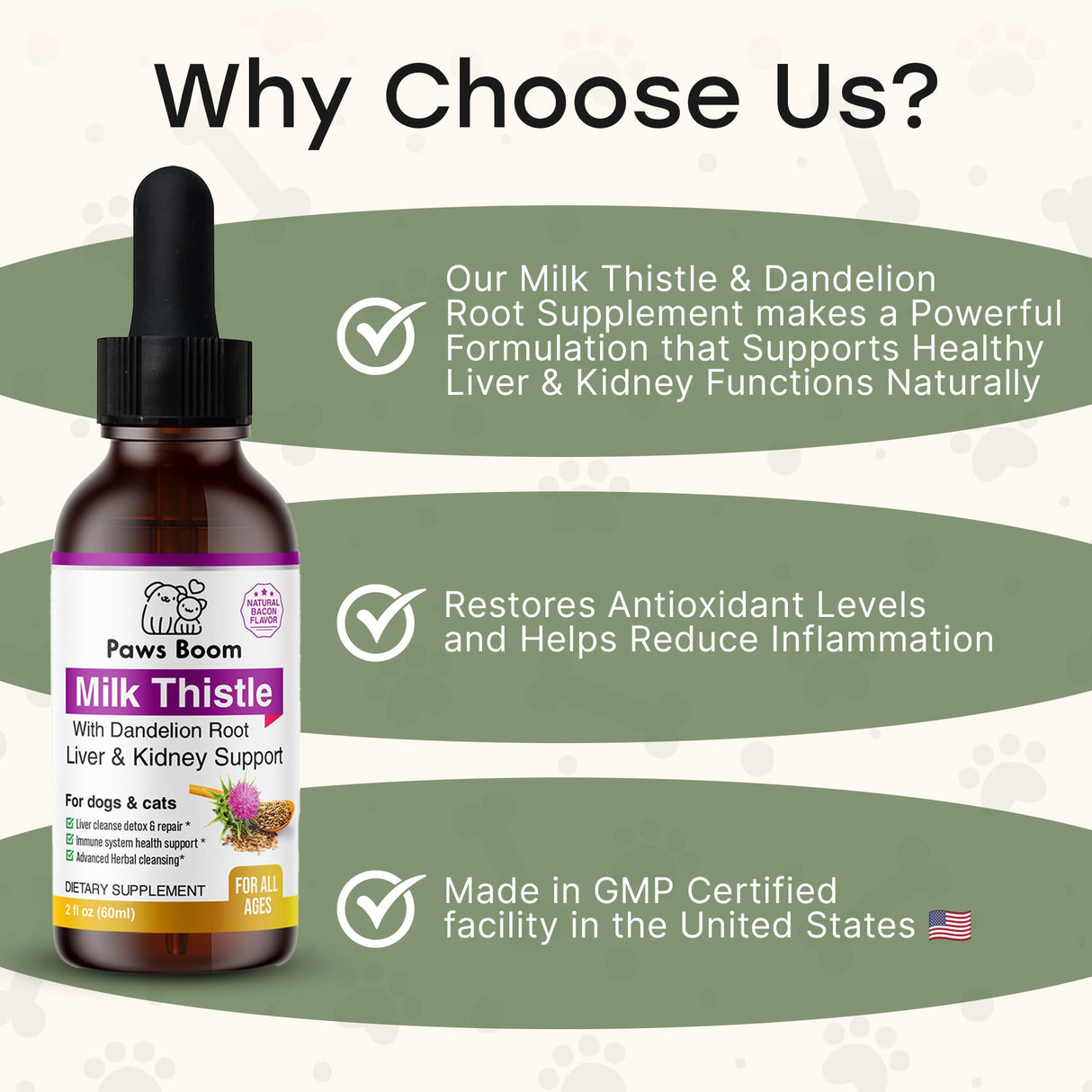 Milk Thistle for Dogs and Cats | Liver Cleanse Detox & Repair with Dandelion Root | Kidney Support Supplement| Herbal Remedy | Denamarin for Dogs| Natural Liquid Vitamins| Bacon Flavor | 2 oz (60 ml)