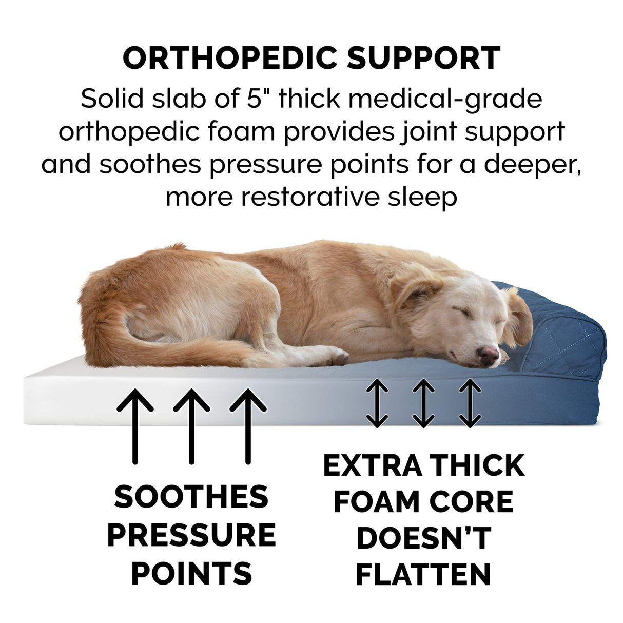 Furhaven Orthopedic Dog Bed for Large Dogs w/ Removable Bolsters & Washable Cover, For Dogs Up to 125 lbs - Quilted Sofa - Navy (Blue), Jumbo Plus/XXL