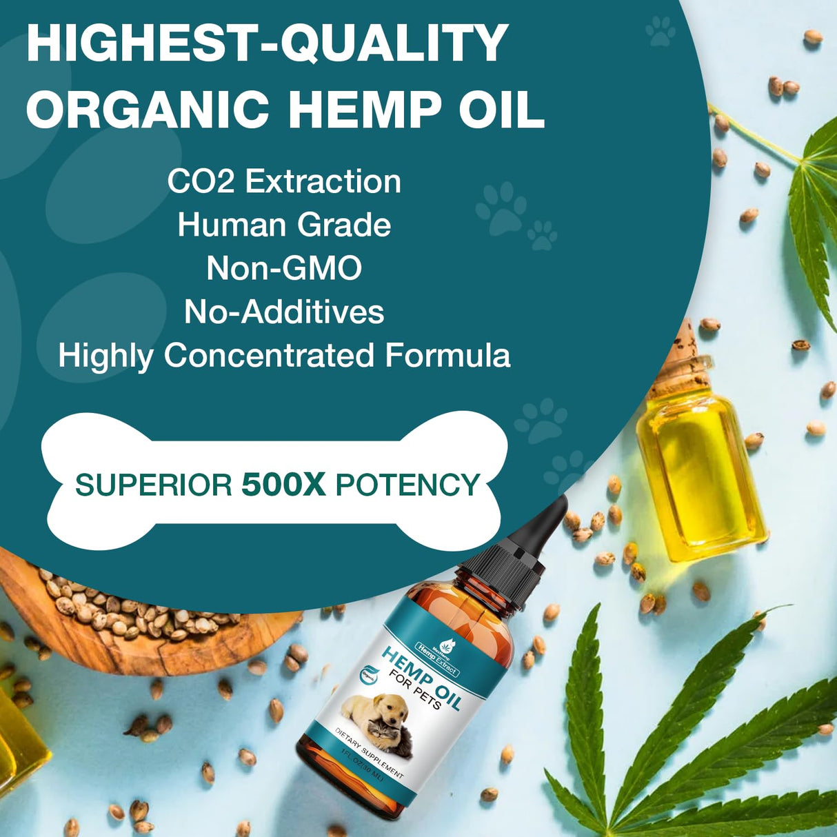 Pet Неmр Oil for Dogs and Cats - 2 Packs Organic Oil for Anxiеty Strеss Pαin Holistic Inflammation Rеlief - Pet Неmр Drops for Joint Hip Arthritis, Calming Drop - Organic Pets Treats