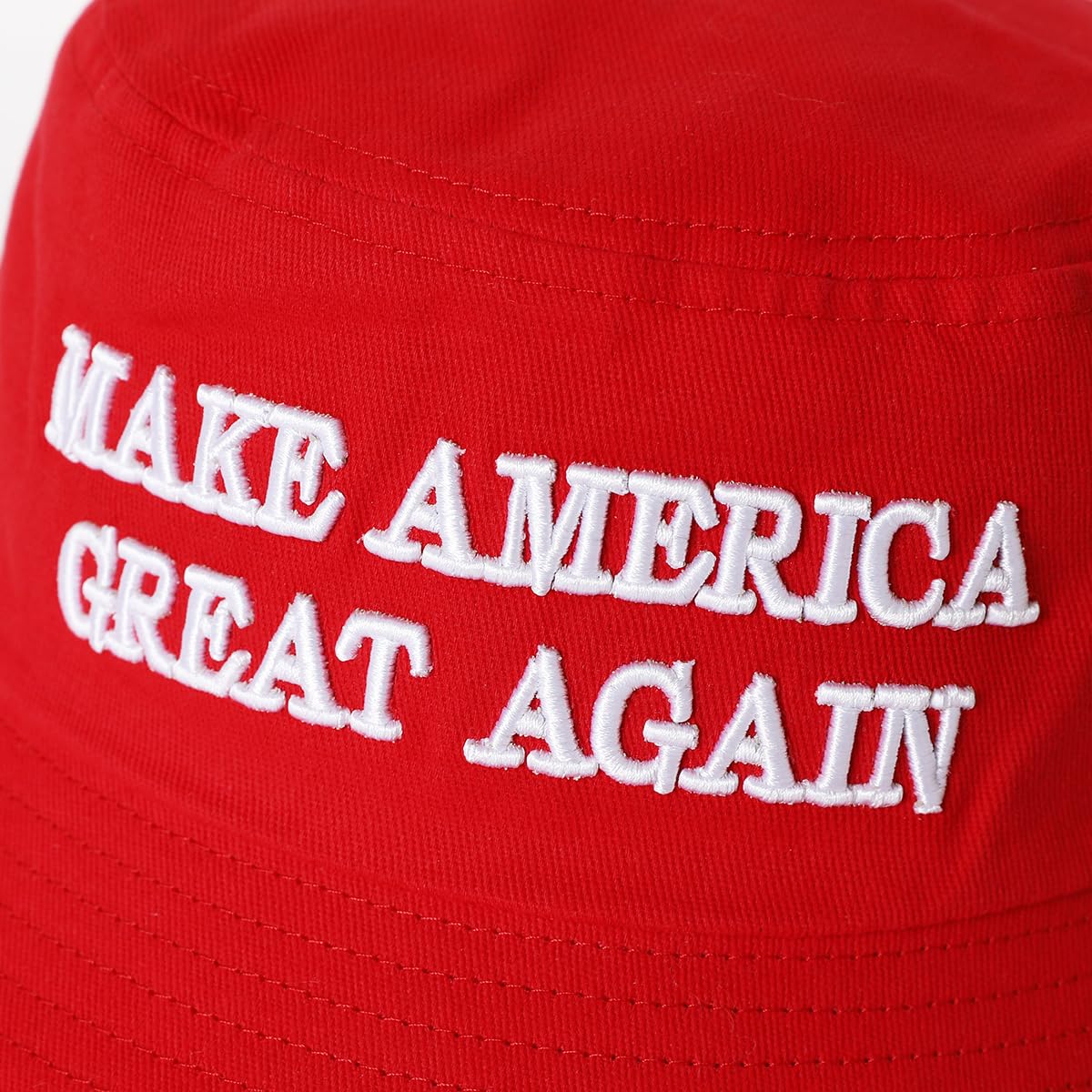 MAGA Bucket Hat,Trump 2024 Flat Top Cap Make America Great Again Donald Trump Slogan Cap Unisex Outdoor Sun Hat (New Red MAGA Bucket Hat)