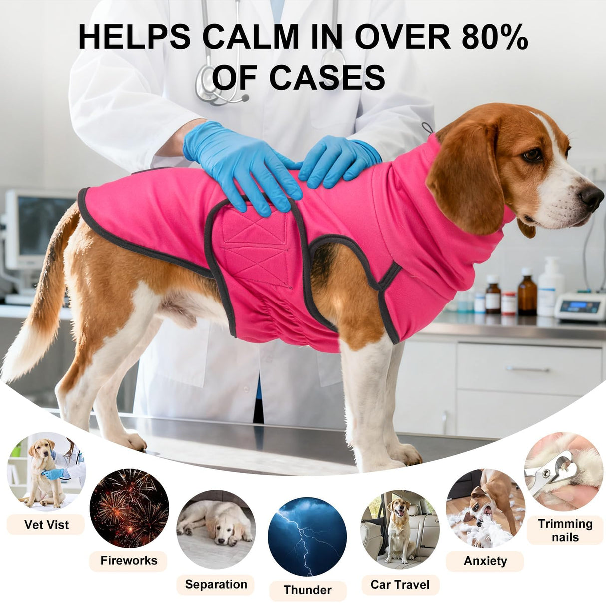 BEAUTYZOO Reversible Thunder Shirt for Dogs Anxiety- 2-in-1 Dog Anxiety Calming Vest with Hood,Turtleneck Thundershirt Jacket for Fireworks, Separation, Vet Visits- Pet Hoodie for Small to Large Dog