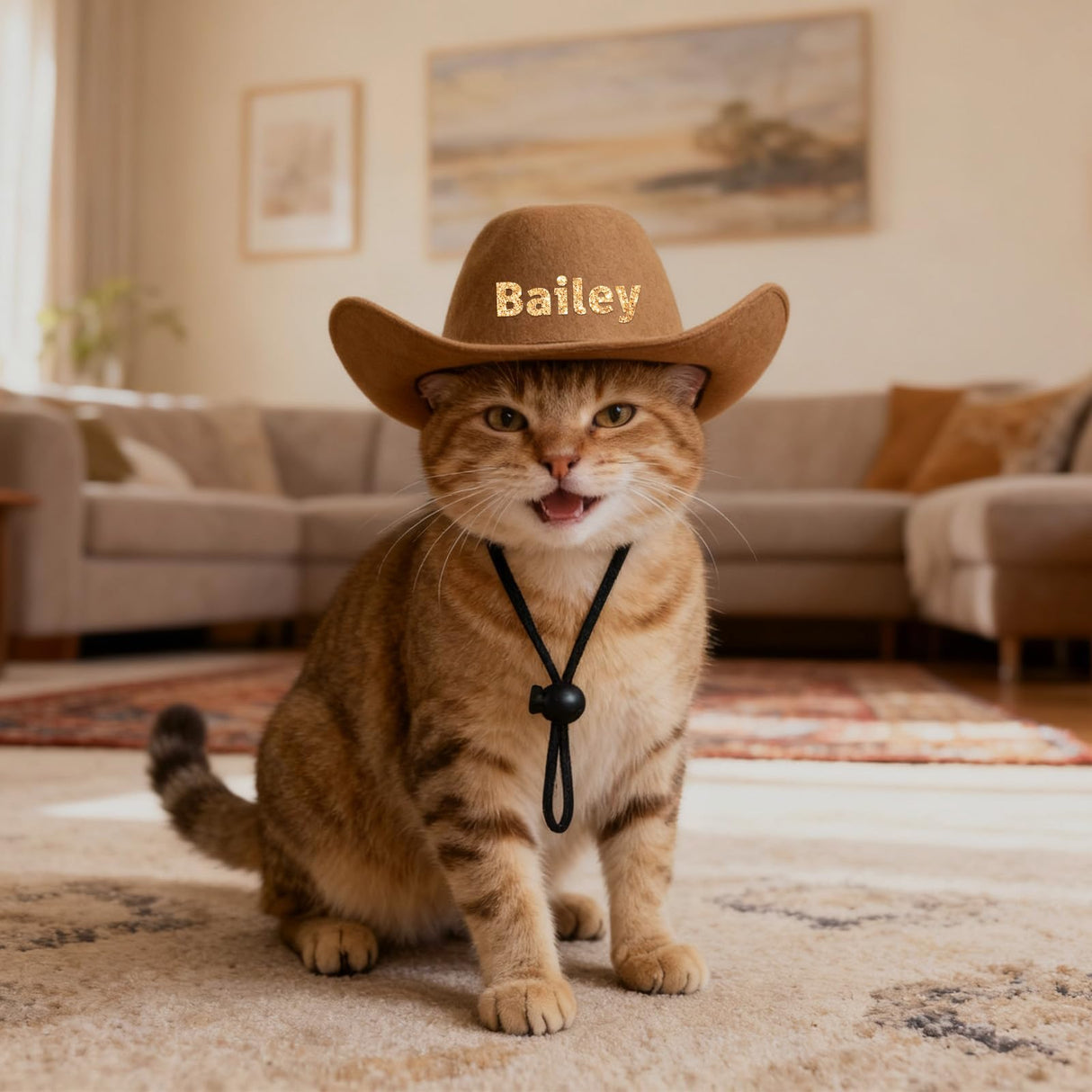 DUCKBE Personalized Dog Cowboy Hats with Name, Custom Cowboy Hat for Dog, Holiday Party Cowboys Costume for Puppy, Pet Tiny Cowboy Cap Birthday Gifts for Pet