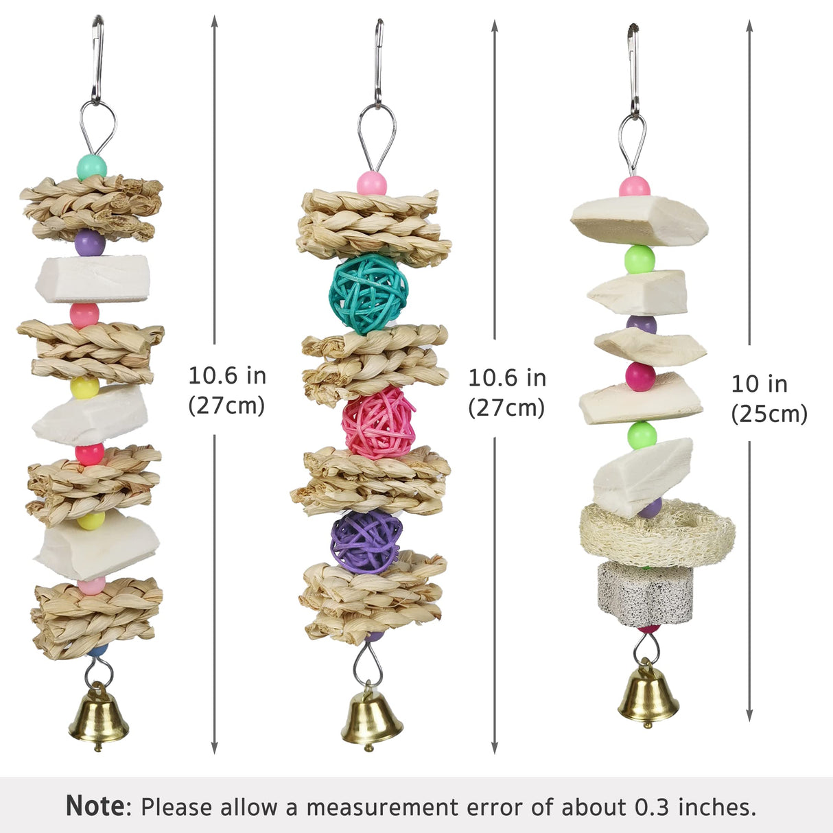 Parrot Chewing Toys (6 pcs) Natural Cuttlebone Bird Beak Trimmer Grinding Stone Lava Block Calcium Stone Bird Perch Cage Toys for Small and Medium Parakeets, Cockatiels, Conures, Budgies, Lovebirds