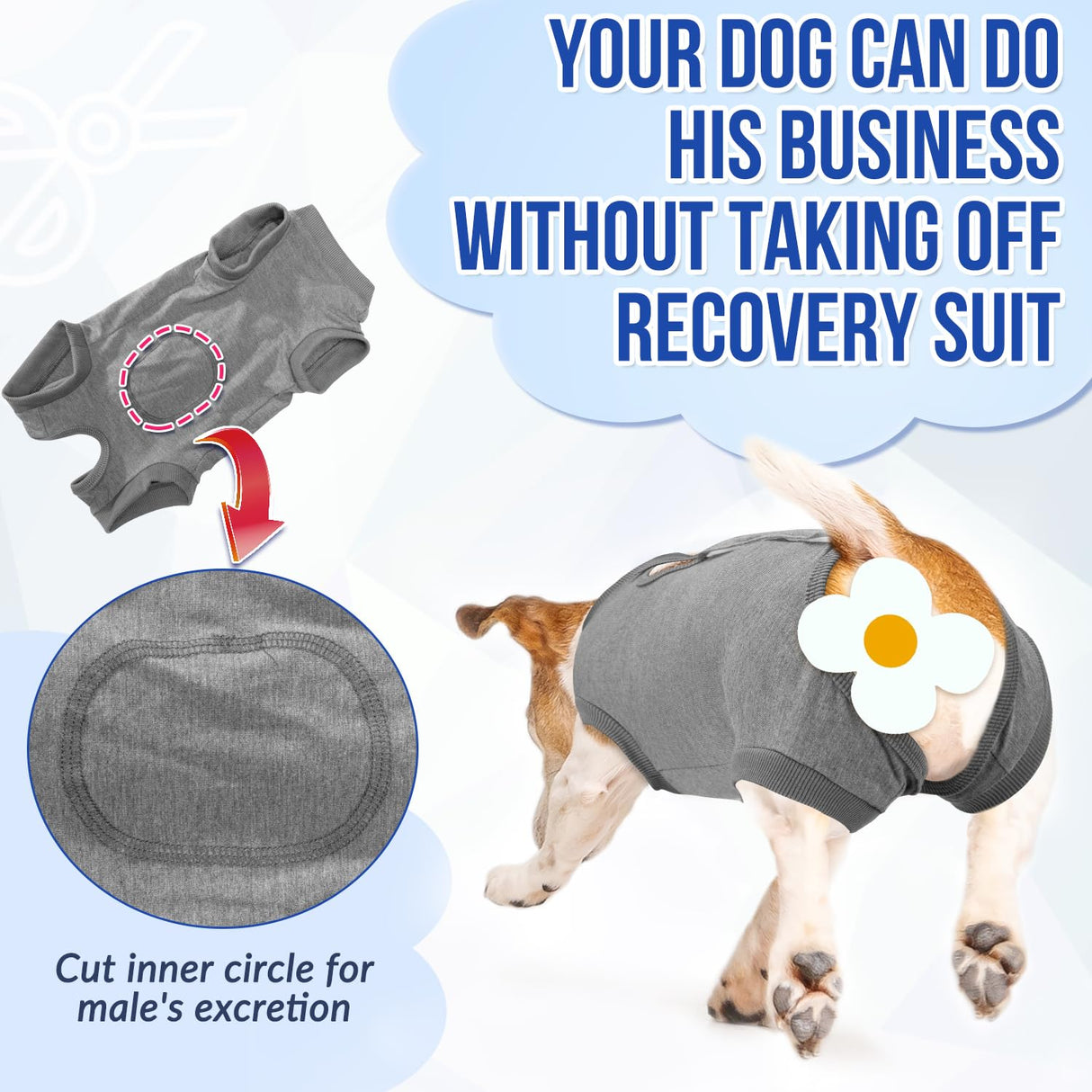 SlowTon Dog Recovery Suit - Surgery Recovery Suit for Female Male Dogs, Dog Onesie After Spay Abdominal Wounds, E-Collar Cone Alternative Prevent Licking Pet Surgical Suit(Grey,M)