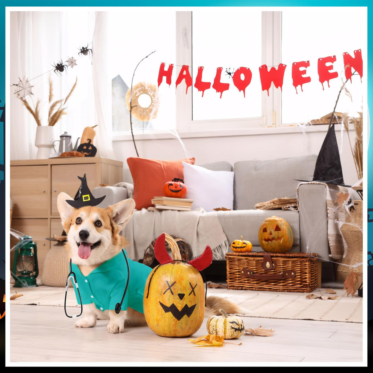 Huhumy Dog Doctor Costume Cat Surgeon Nurse Costumes Pet Doctor Clothes with Stethoscope Puppy Cosplay Party Apparel Outfits for Dogs Cats Dress Up Holiday Uniform Cosplay Halloween(Green,L)