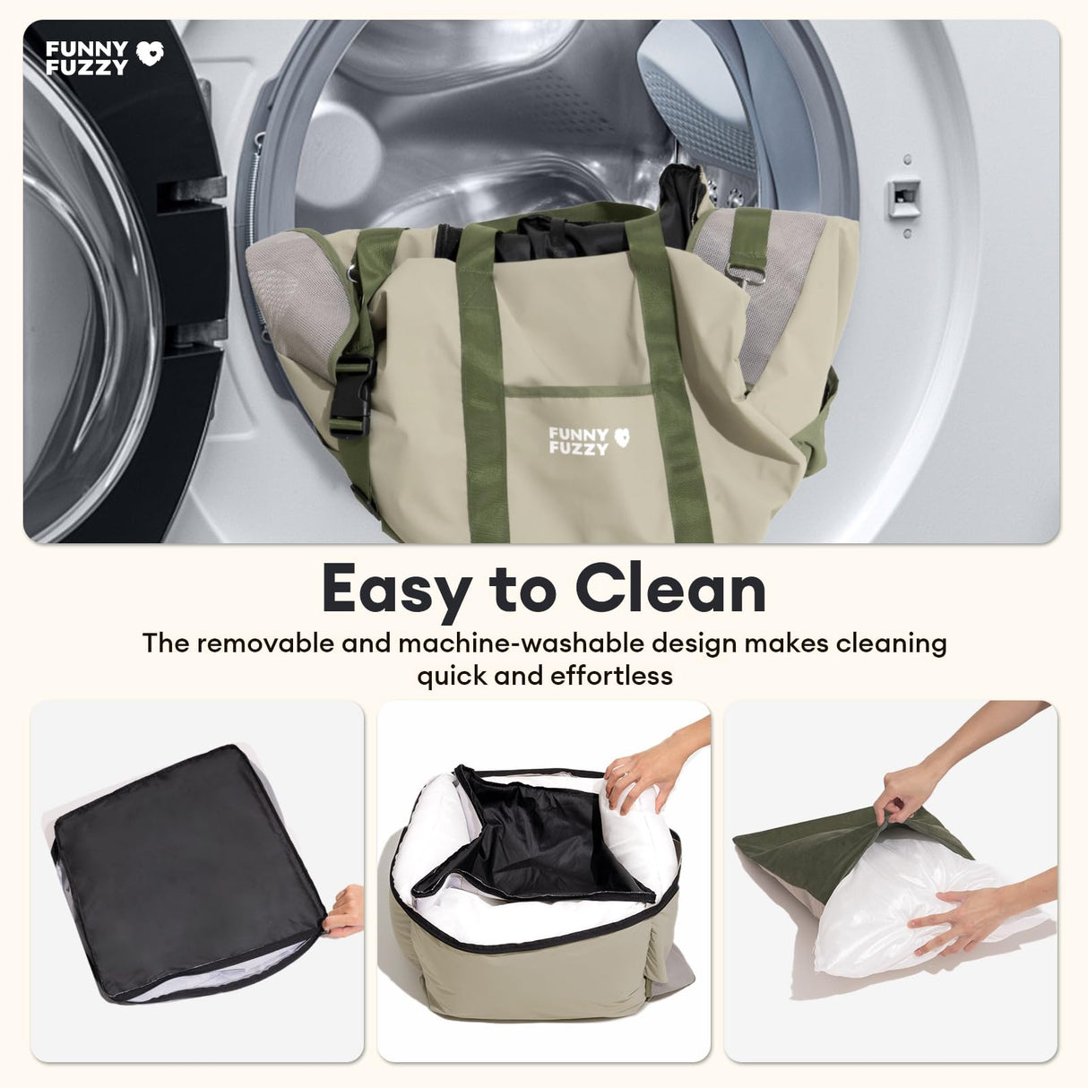 FUNNY FUZZY Waterproof Dog Car Seat for Small & Medium Dogs Up to 35lbs, Detachable & Washable Pet Booster Seat with Leash, Thick Cushion, Storage Pockets & Adjustable Straps (Green)