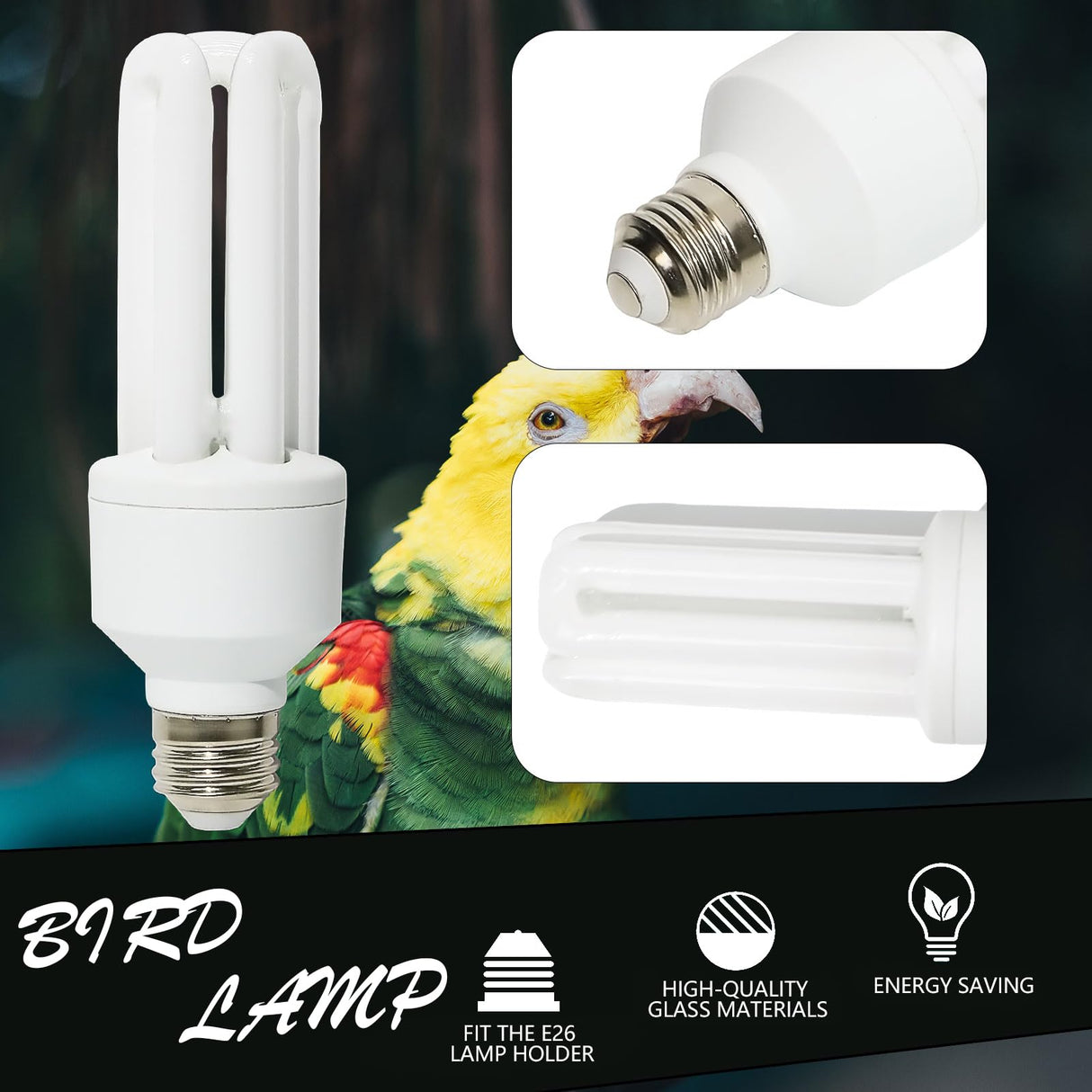 LUCKY HERP UVA UVB Light Bulb for Birds 2.4 UVB 20W Compact Flourescent Lamp for All Kinds Captive Birds