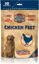 Load image into Gallery viewer, Canine Butcher Shop Chicken Feet Dog Treats, Raised & Made in USA (30-Pack), Dehydrated Chicken Feet, All Natural Dog Chews & Dog Snacks