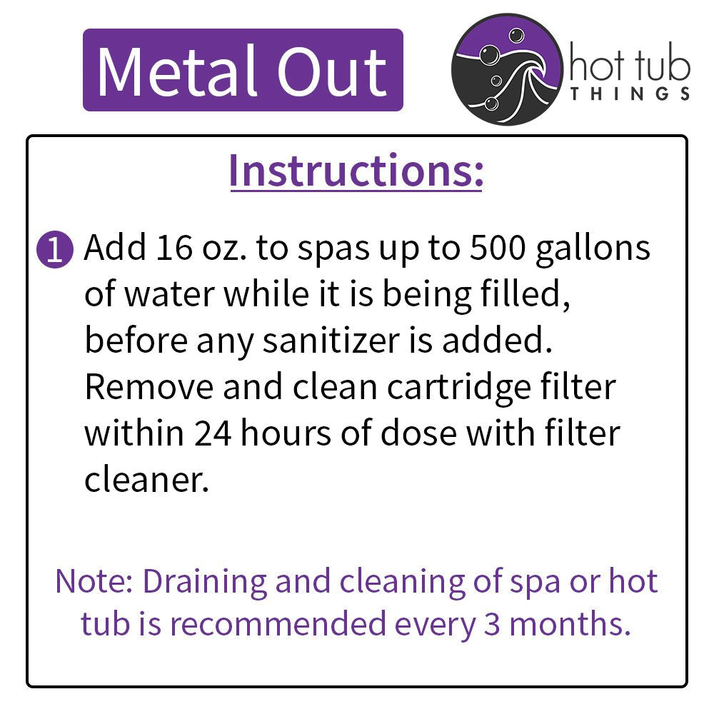 Hot Tub Things Metal Out 16 Ounce - Prevent Scale, Staining, and Calcium Build-up on Surfaces