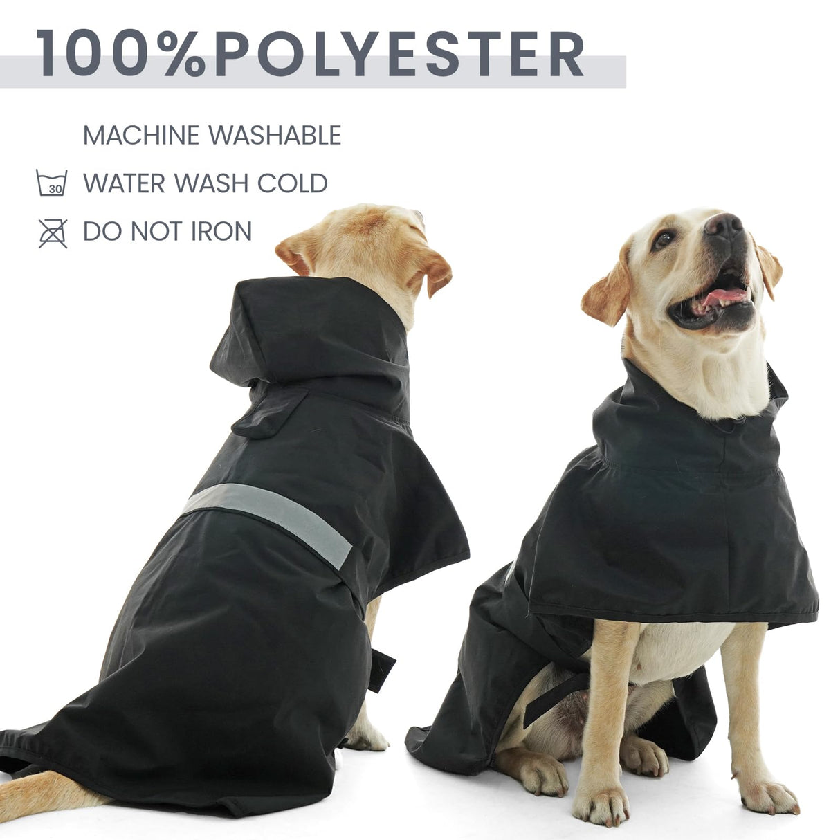 Nanaki Small Dog Raincoat with Leash Hole, Reflective Pet Hooded Rain Ponchos for Rainny Snow Foggy Days,Windproof Waterproof Dog Coat Jacket Vest for Outdoor Hiking Walking Hunting Black S