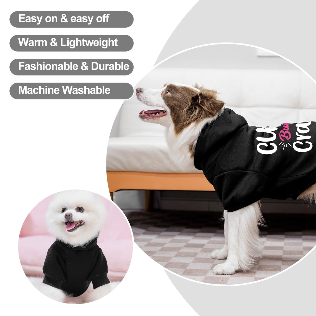 EXPAWLORER Valentine's Day Dog Hoodie-Soft and Warm Dog Sweaters, Pet Clothes Autumn Winter Coat Sweatshirt with Cute But Crazy Print for Puppy,Cat, Small Medium Large Dogs