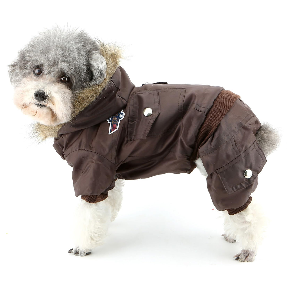 ZUNEA Padded Waterproof Small Dog Winter Jumpsuit Pet Puppy Jacket Coat Fleece Warm Snowsuit Airman Chihuahua Yorkie Outfits Clothes Apparel Brown M