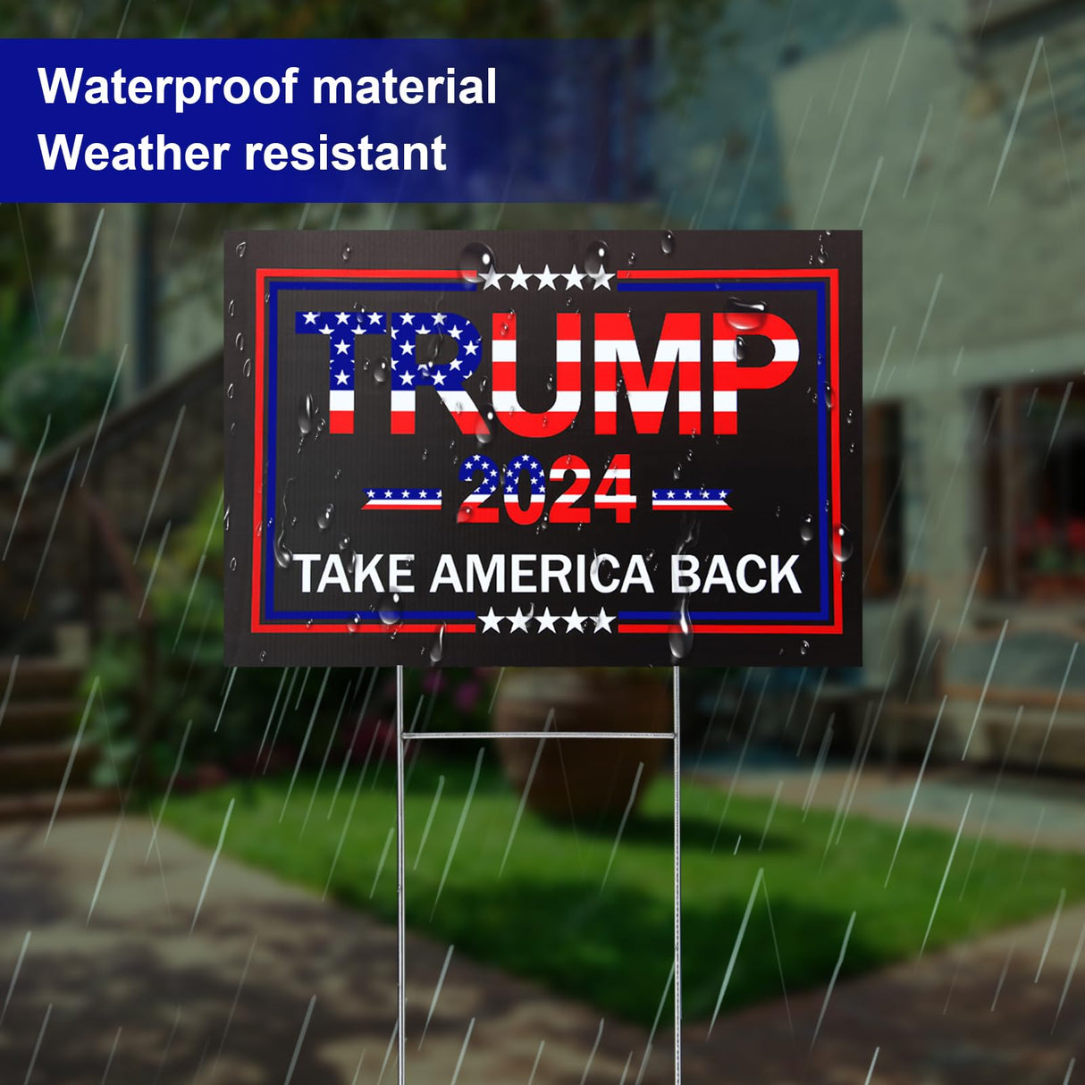 ABCMILZ Trump 2024 Yard Signs 2-Pack – Double-Sided, Waterproof Take America Back Signs, 12x17 Inchs with Metal H-Stakes – Donald Trump JD Vance Campaign Rally Placard Outdoor Lawn Garden Decoration