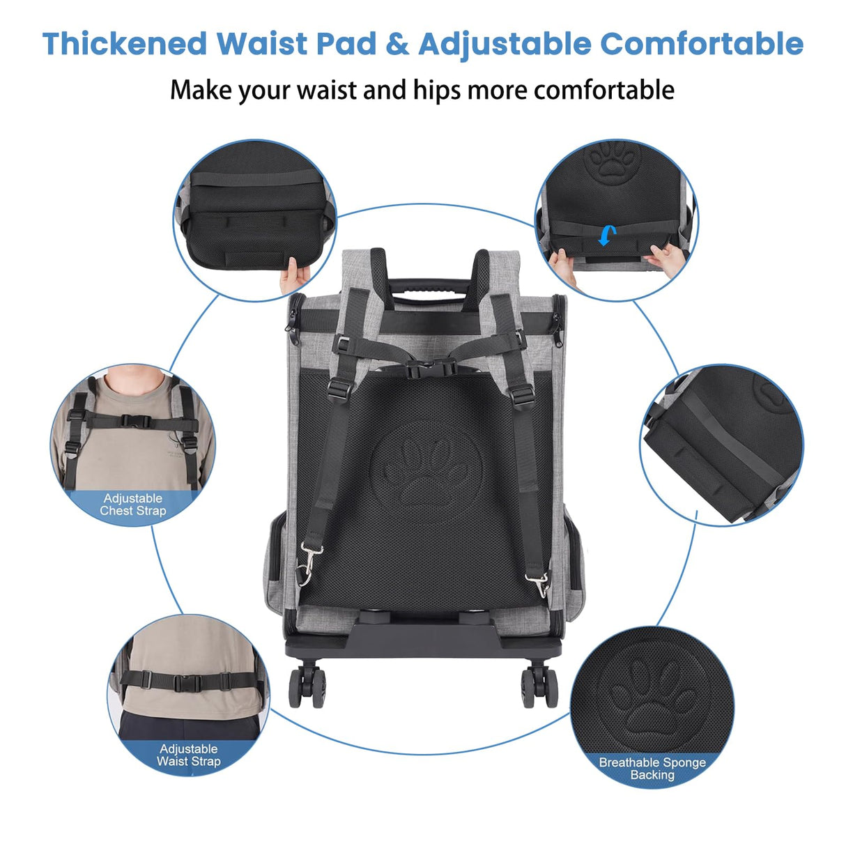 VERSMELO Extra Large Pet Carrier Backpack with Wheels Cats Under 30 Lbs, for Dogs Puppies Rabbits Other Animals Under 25 Lbs, Great for Travel/Hiking/Outdoor Use