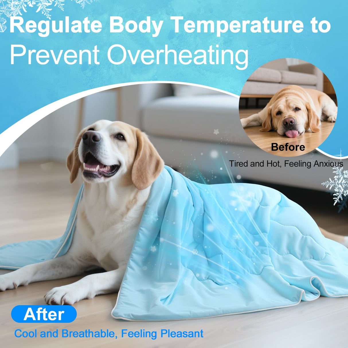 Tivray Premium Cooling Dog Blanket, Q-MAX>0.4 Cooling Blanket for Dogs, Washable Lightweight Summer Quilt for Pets and Humans, Self Cool Quilt for Cats, Cool Throw for Hot Sleepers, 25"×35", M, Blue