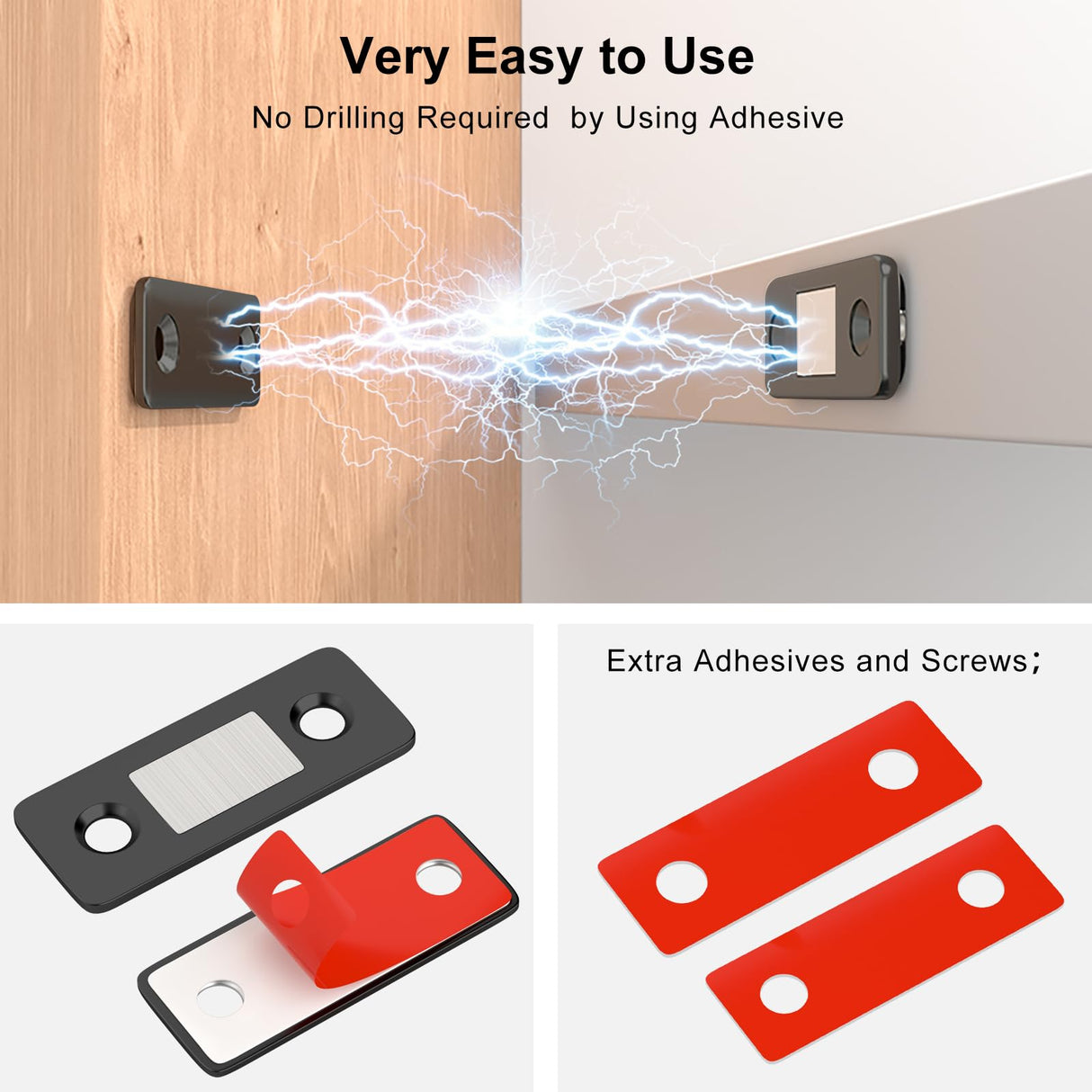 Cabinet Magnetic Catch 4 Pack Ultra Thin Cabinet Door Magnets Stick on Drawer Magnets Cabinet Latch Magnetic Closures for Cabinets Kitchen Closet Door Closing Magnetic Door Catch Closer