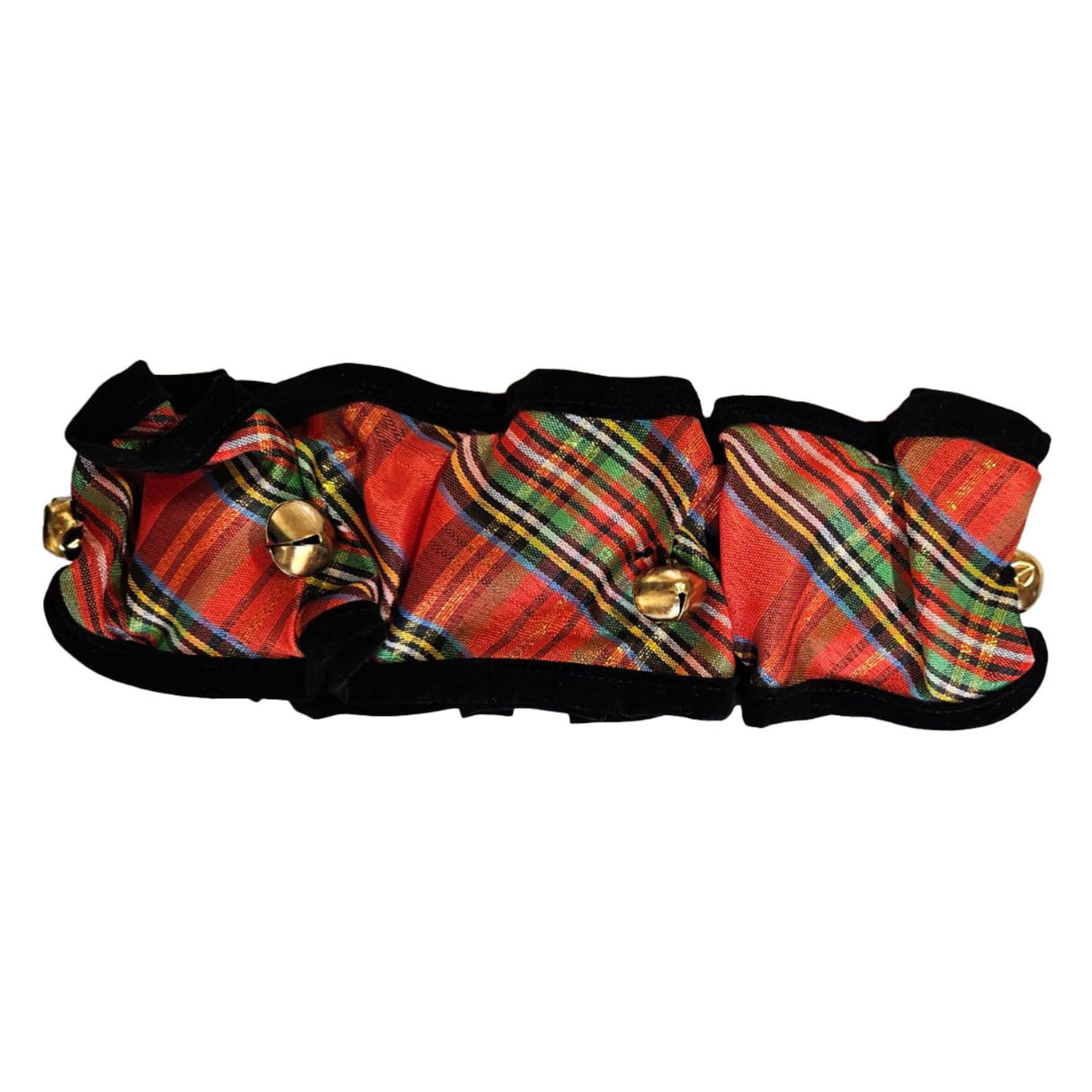 Huxley & Kent Ruff Pet Scrunchy | Shiny Christmas Plaid (Extra-Large) | Festive Christmas/Holiday Neckwear for Dogs/Cats | Fun Stretchable Costume Accessory | Soft Collar with Bells