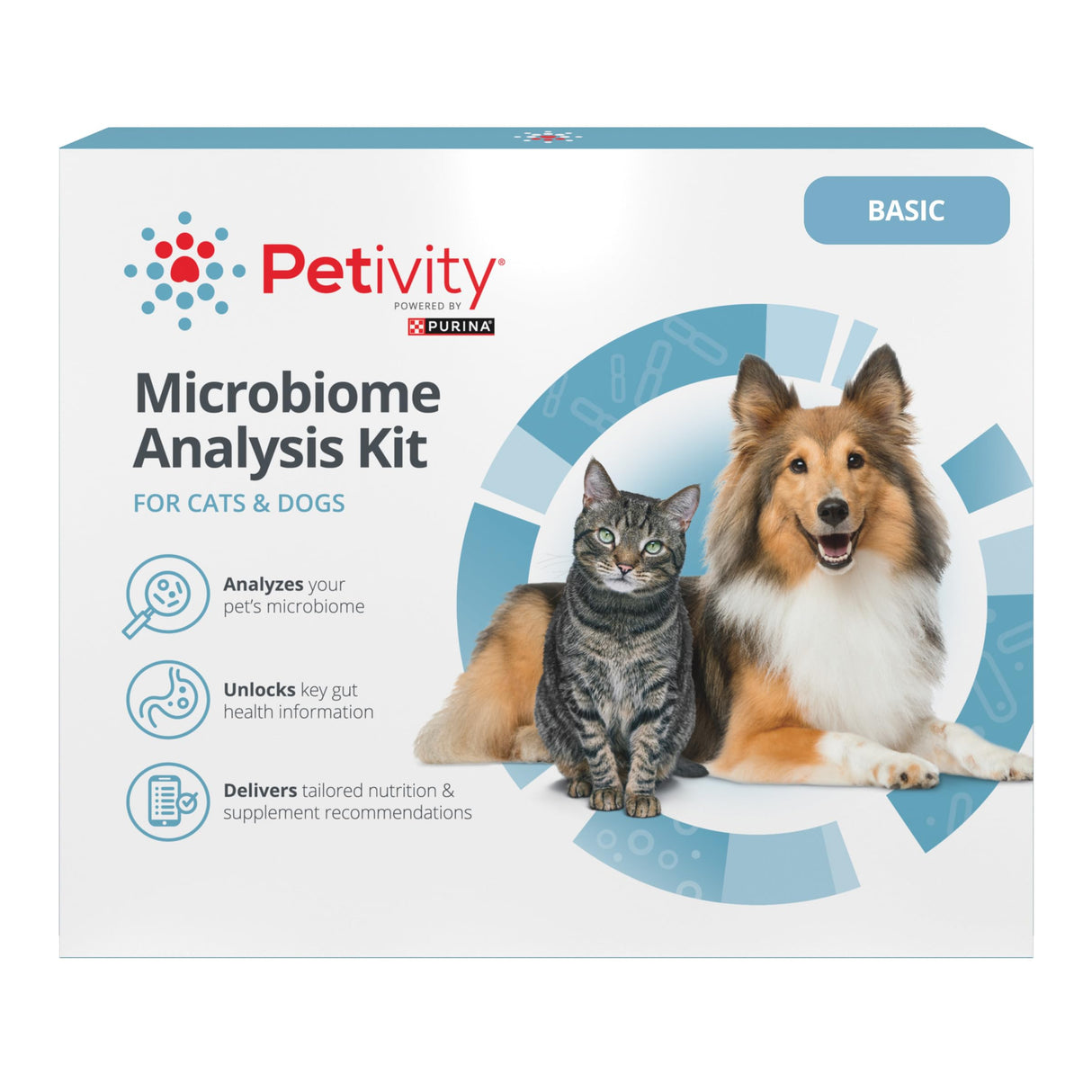 Petivity Microbiome Analysis Kit — Basic for Cats and Dogs, Powered by Purina - 4.8 oz. Box