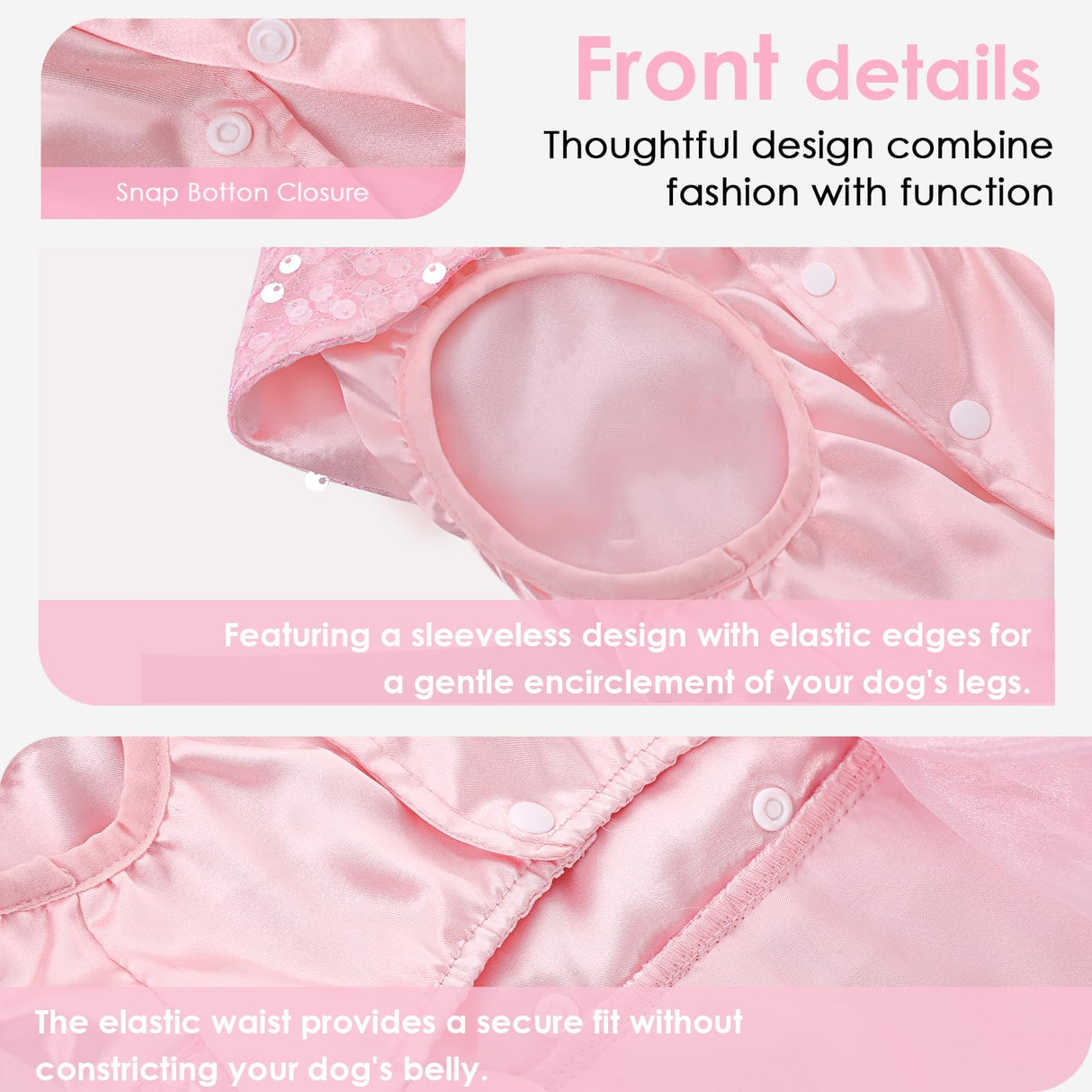 Dog Dress for Small Medium Large Dogs Pet Princess Wedding Dress with Detachable Train Multi-Layer Organza Girl Puppy Tutu Skirt Bowknot Sequin Decor Birthday Cat Clothes(Pink, M)